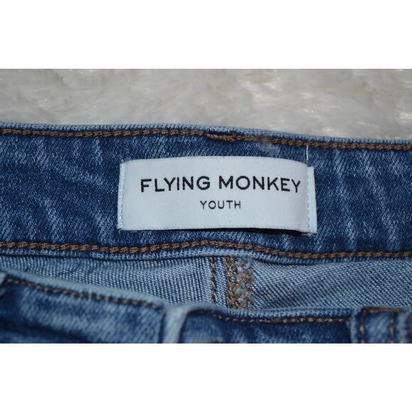 Flying Monkey Girls Two Tone Flare Rise Flare Stretch Raw Hem Jeans Size 12 - Picture 3 of 8